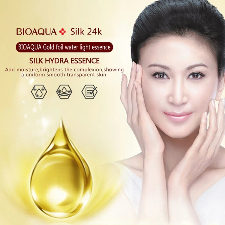 ODM OEM Bioaqua Moisturizing Hyaluronic Acid Essence 24K Gold Skin Care