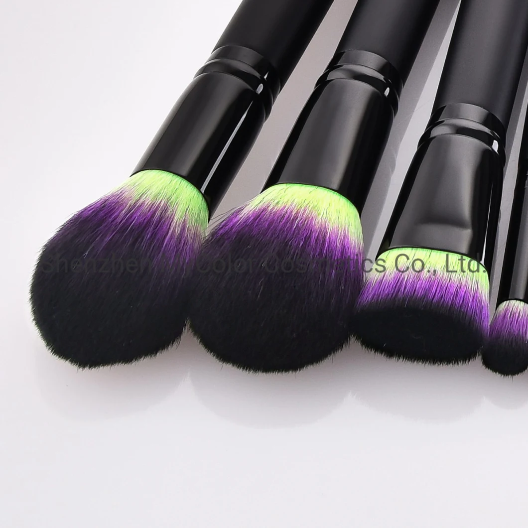 Shenzhen Private Label Makeup Brushes 10PCS Angled Kabuki Eye Liner Shadow Cosmetics Brush Set