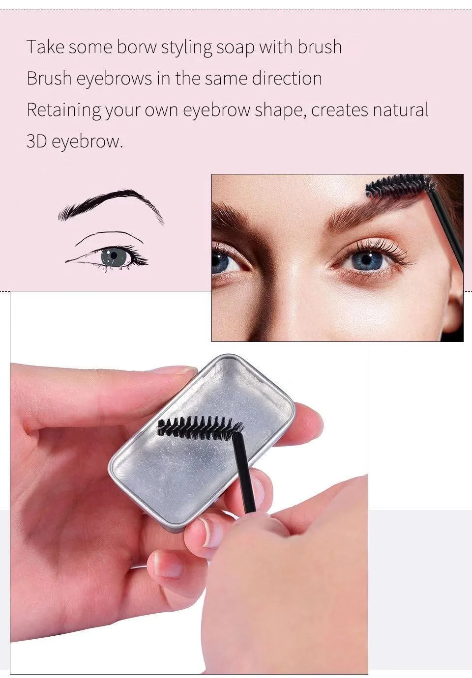 Brow Setting Soap Eyebrow Gel 3D Brow Colorless Eyebrows Makeup Private Label Eyebrow Styling Cream