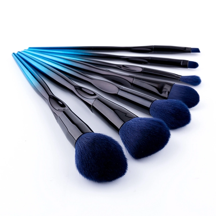 7PCS Classic Color Change Cosmetics Brushes Beginner Makeup Tool Cosmetics Brush Set Blue and Black Makeup Brushes