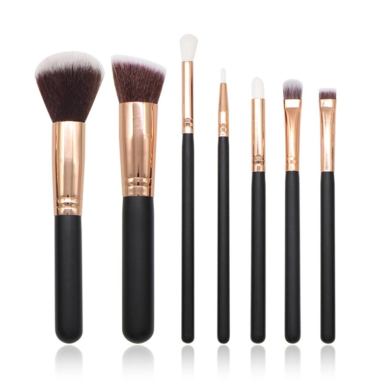 Wholesale 7PCS Black Makeup Brush Set Synthetic Hair Cosmetic Brushes Powder Brush for Women Use