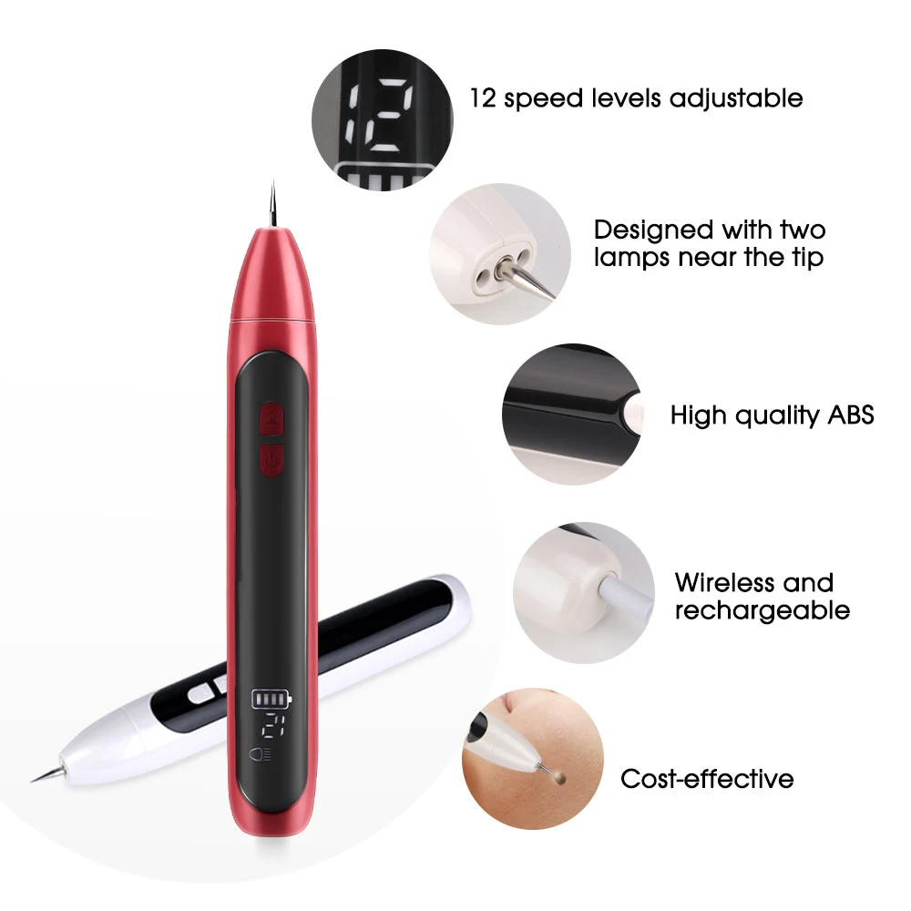 Home Use 12 Level Rechargeable Mole Freckle Removal Pen Tattoo Device