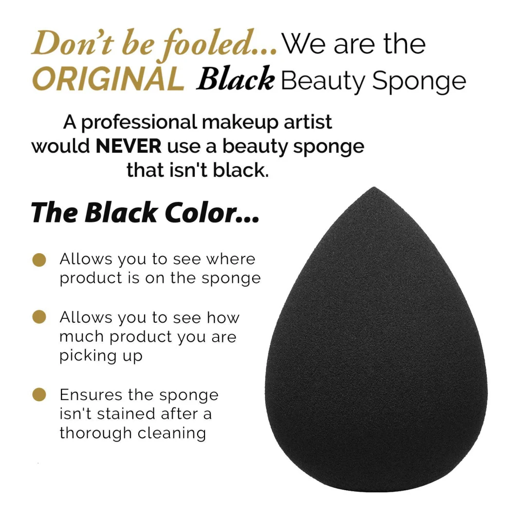 Customize Logo Makeup Sponges Premium Soft Beauty Blender Puff Foundation Blending Sponge Black