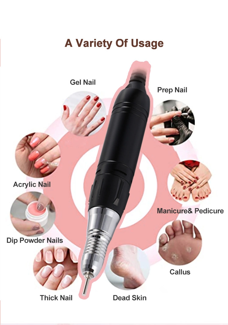 Electric Handpiece Nail Drill Rechargeable Portable Machine Manicure DIY and to Remove Gel Polish