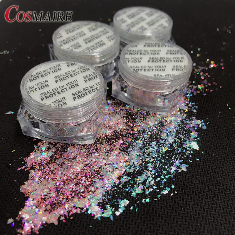 Mermaid Nail Glitter Set Aurora Sequins Flakes Irregular Iridescent Powder for Nails Art Manicure