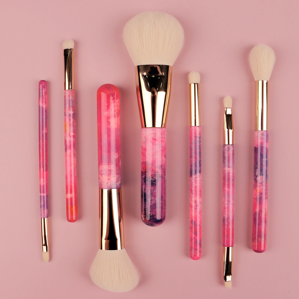 Cosmetic Brushes Tools 7PCS Rainbow Makeup Brushes Set Travel Powder Eyeshadow Cosmetics Make up Brush White Nylon Hair Colorful Wood Handle