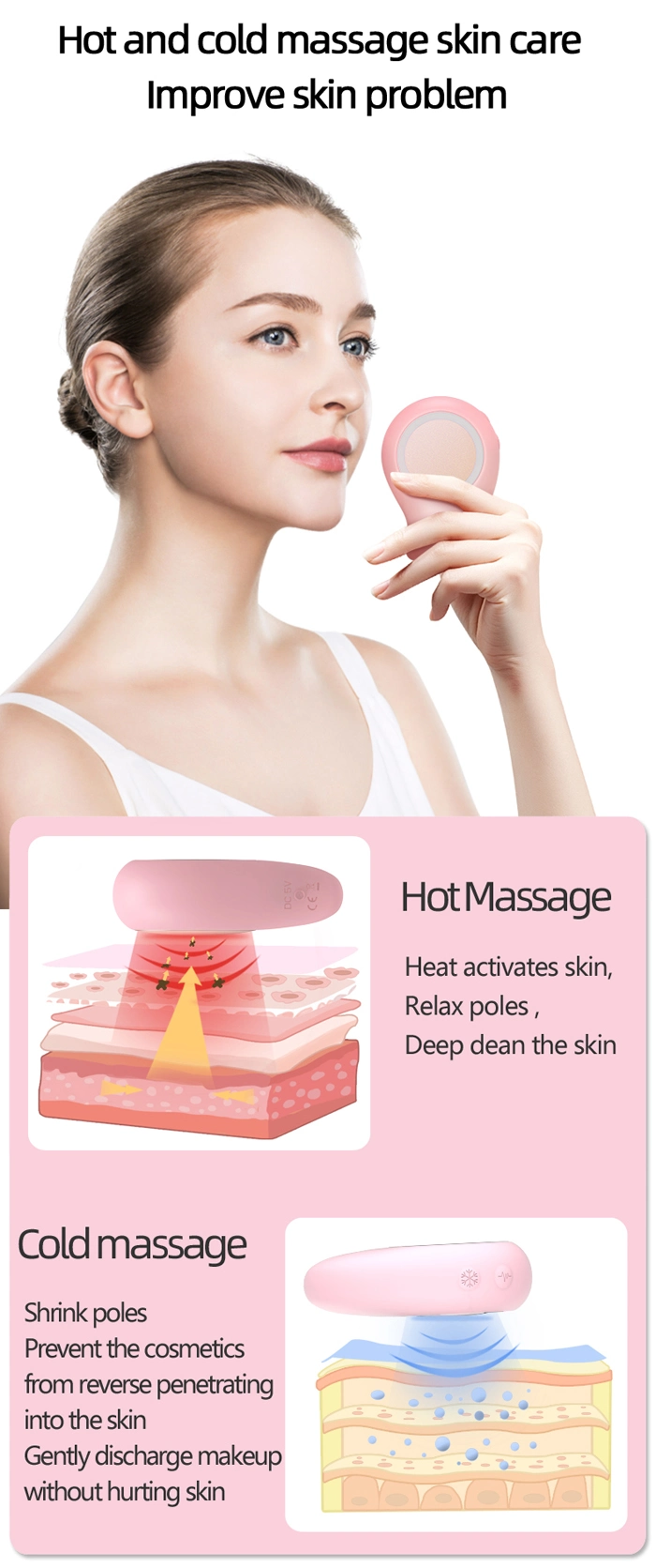 Hot & Cool Face Lifting Facial Massager Ultrasonic Anti-Aging Photon Face Massager