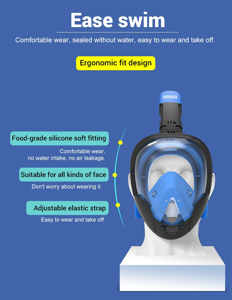 Full Face Customizable Black Snorkel Sets Equipment Coverage Liquid Silicone Scuba Diving Mask