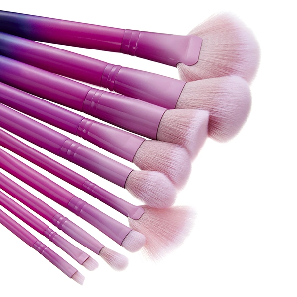 Gradient Purple 10PCS Professional Makeup Brushes Set Powder Foundation Fan Cosmetics Brush