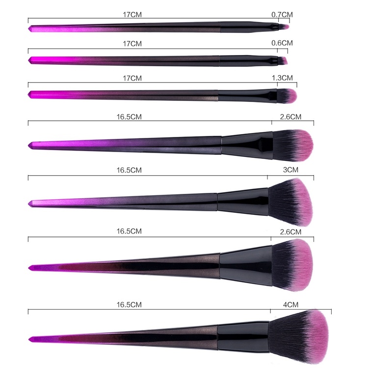 Factory Customized New 7PCS Beauty Lips/Eyebrow Foundation Brush Modeling Makeup Brush Set with Private Label