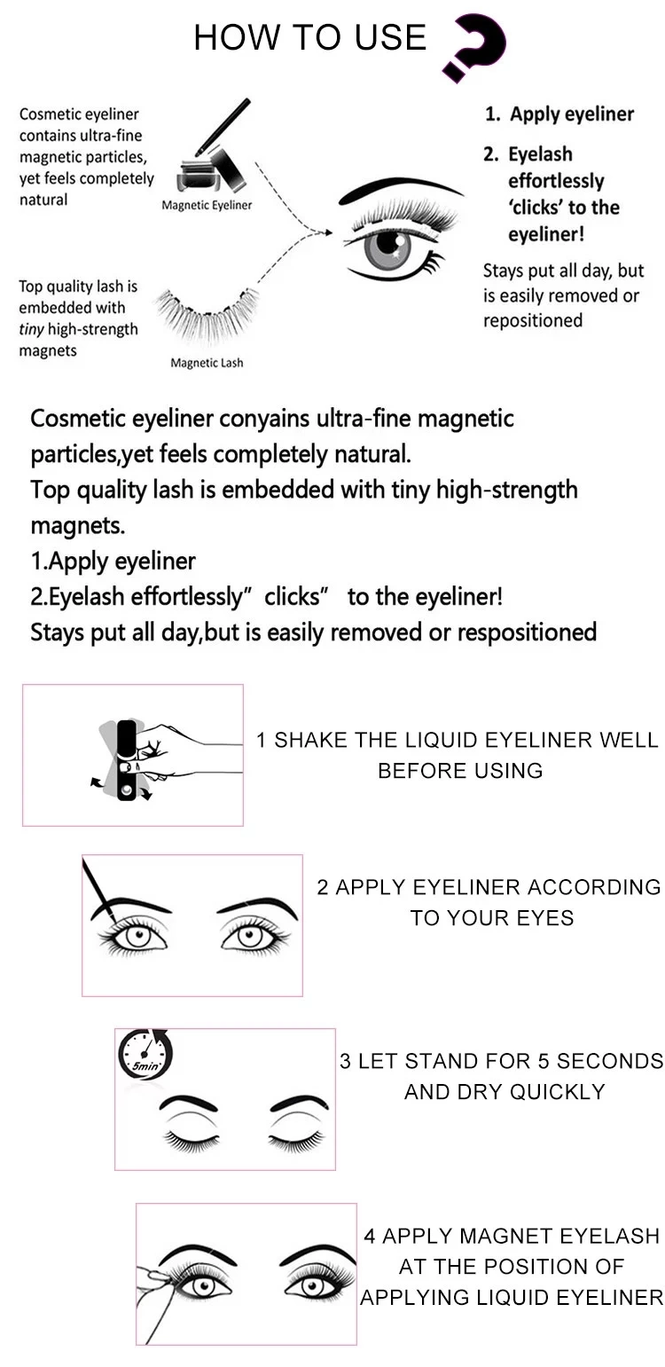 Factory High Quality Magnetic Eyelashes Custom Magnetic Eyelashes with Eyeliner, Wholesale Magnetic Eyelashes Custom Lashes