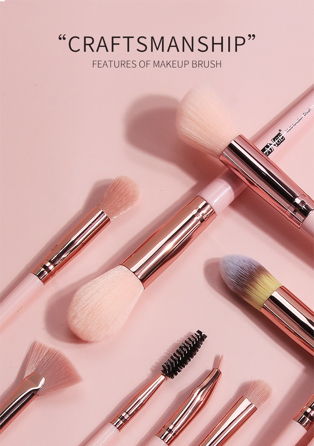Maange Wholesale 15PCS Private Label Professional Beauty Cosmetic Brush Set Makeup Blush Brushes