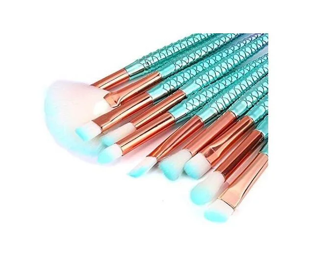 Mermaid Makeup Brush Set 11PCS Eyeshadow Eyeliner Blush Brush Cosmetic Brush