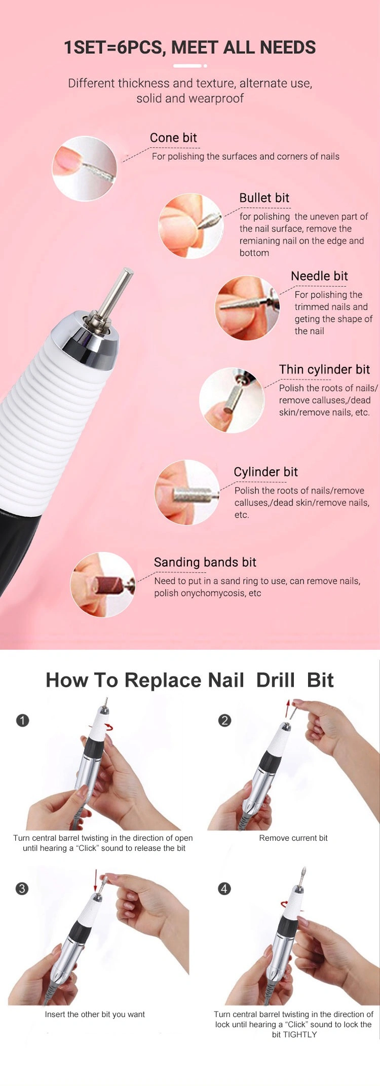 2020 New Manicure Tool Kit Mobile Portable Electric Nail Polish Drill Piece 30000rpm