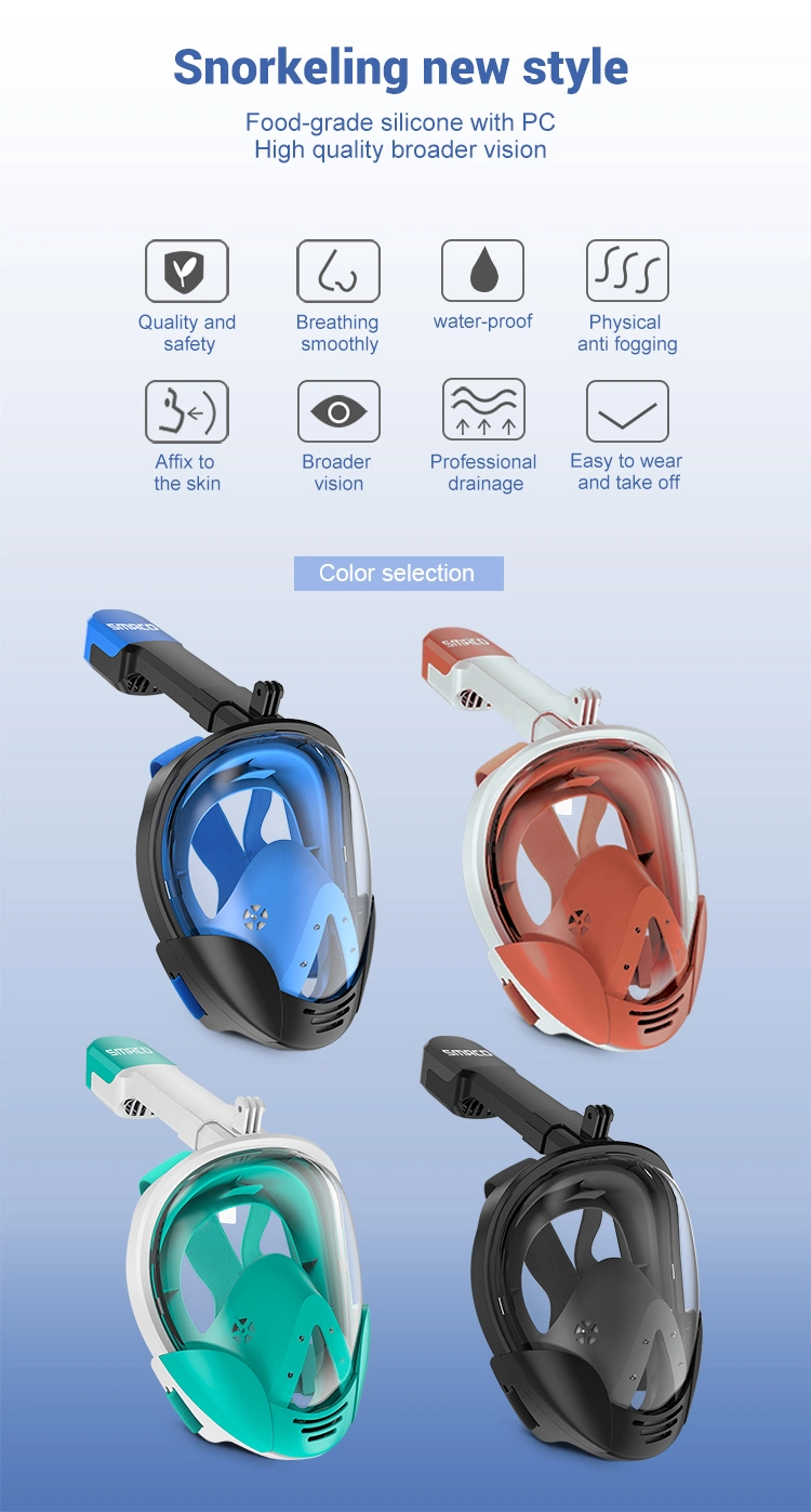 Full Face Customizable Black Snorkel Sets Equipment Coverage Liquid Silicone Scuba Diving Mask