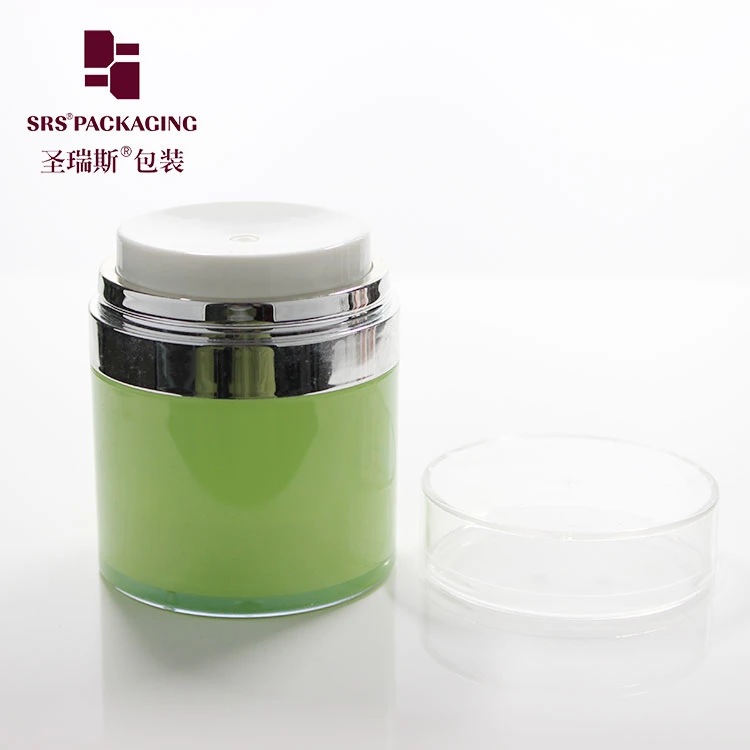 Makeup Foundation Plastic Skincare Container 15g 30g 50g Cosmetic Packaging Face Mask Acrylic Cream Airless Dispenser Pump Jar with Bamboo Cap