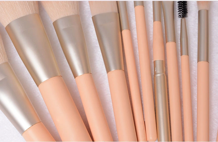 OEM Private Label 12PCS Cherry Blossom Pink Cosmetics Brush Set Foundation Powder Blush Contour Brush Tool