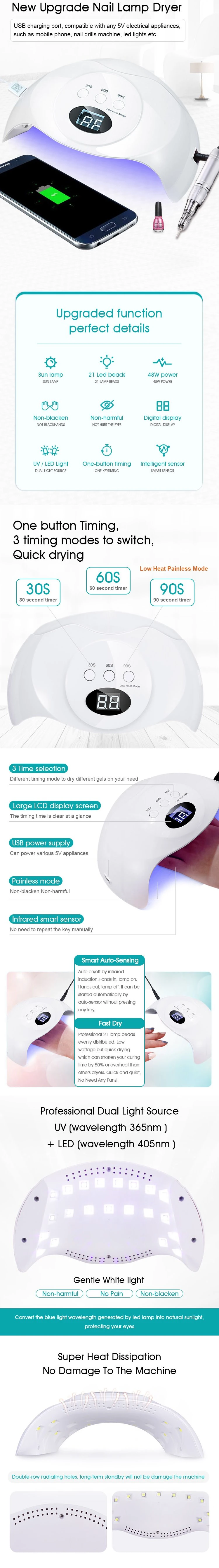 Small Portable Light Weight Original Nail Dryer USB UV Nail Lamp Gel Curing