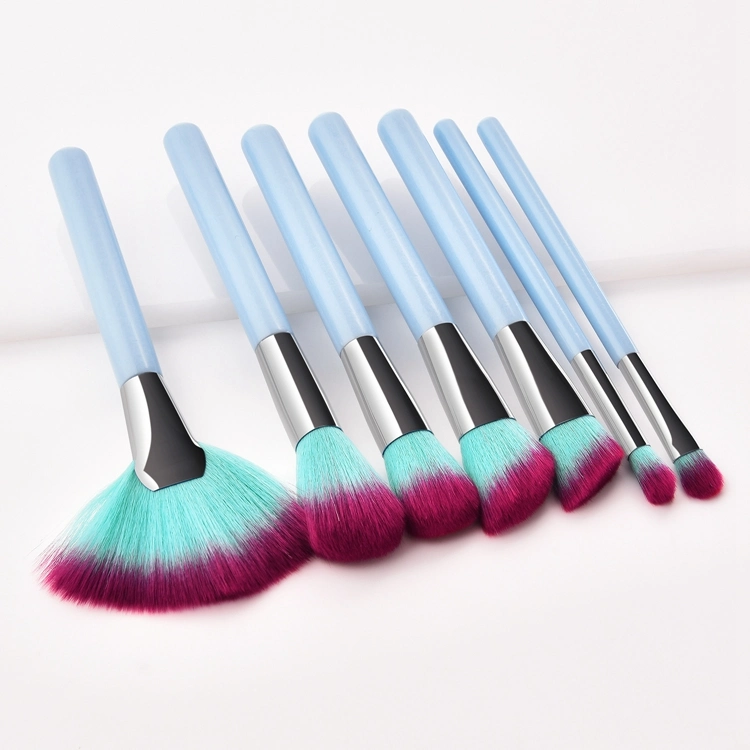 Best Brush 7PCS Makeup Brushes Light Blue Travel Set Synthetic Powder Foundation Eyeliner Cosmetics Brush