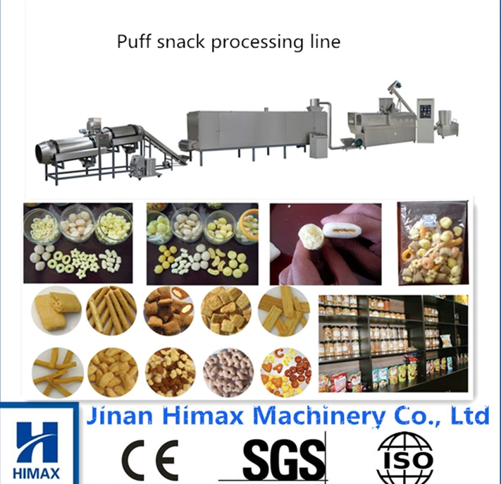 Ce Twin Screw Automatic Puffed Extruders Making Machine Chocolate/Cheese Puff Snack Food Making Processing Line