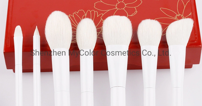 7PCS Goat Hair Cosmetic Brush Set Professional Powder Foundation Brush Cherry Blossoms Makeup Brush Kit