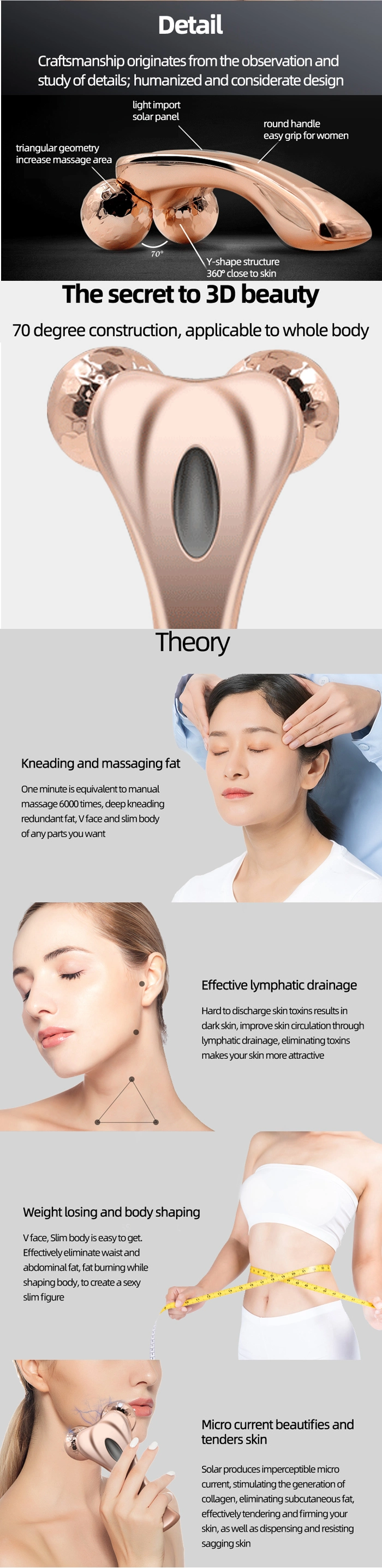 3D Magnetic Face Roller Massager 360 Dregrees Face Massage Roller Facial Massager
