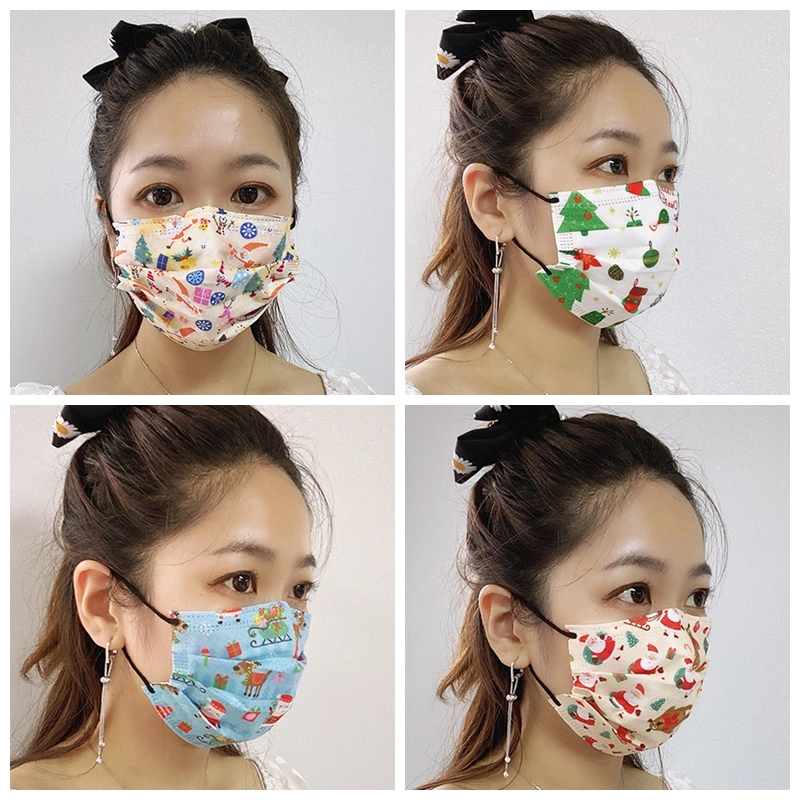 3 Ply Disposable Protective Five Colors Designs Kids Adults Christmas Beauty Mask
