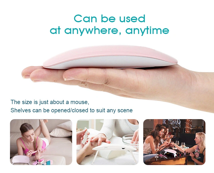 Mini Pink White Gel Lamps LED UV Nail Light Polish Nail Dryer Foldable Phone Size