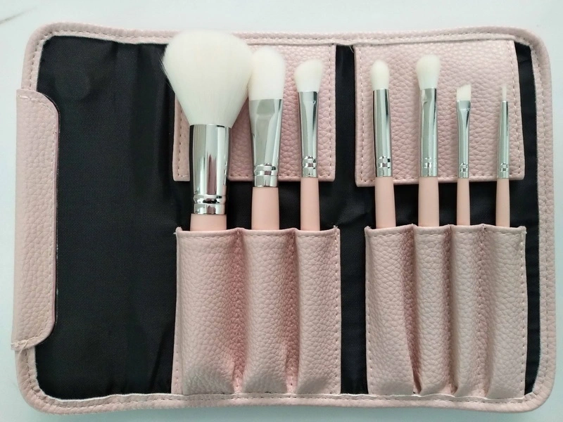 Travel Cosmetic Brush Set, Synthetic Brush 7PCS with Folded Pouch