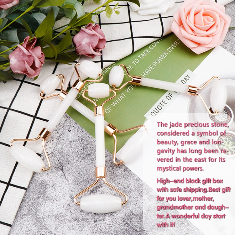 OEM Wholesale Anti-Aging Face Lift Body Face Massage Tools Natural White Jade Facial Roller