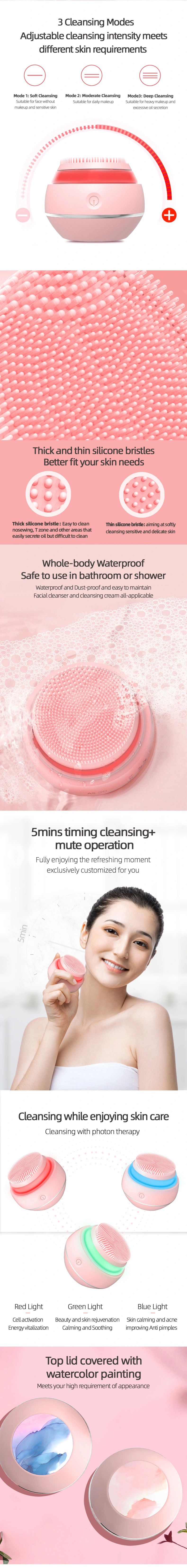 Sonic Facial Deeply Cleansing Brush Silicon Vibrating Cleanser & Massager Beauty Face Lift Slimming Massager