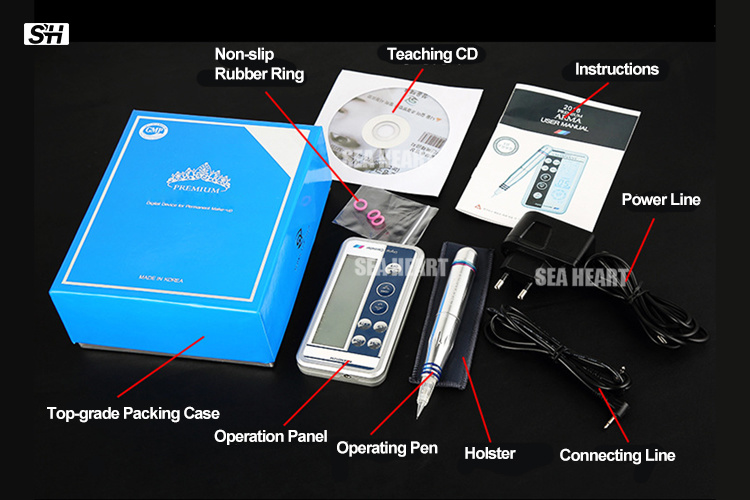 ISO Approved Professional Digital Tattoo Pen Permanent Makeup Machine with a Control Panel