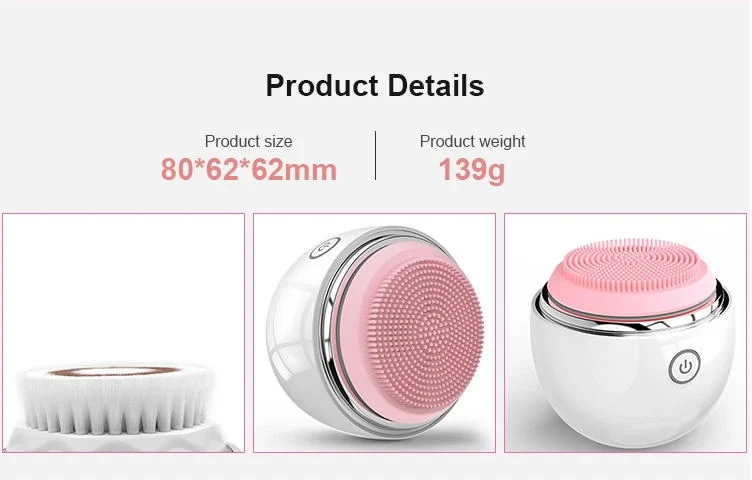 2020 Beauty Products Interchangeable Ultrasonic Face Exfoliating Brush Ipx7 Waterproof Electric Facial Brush