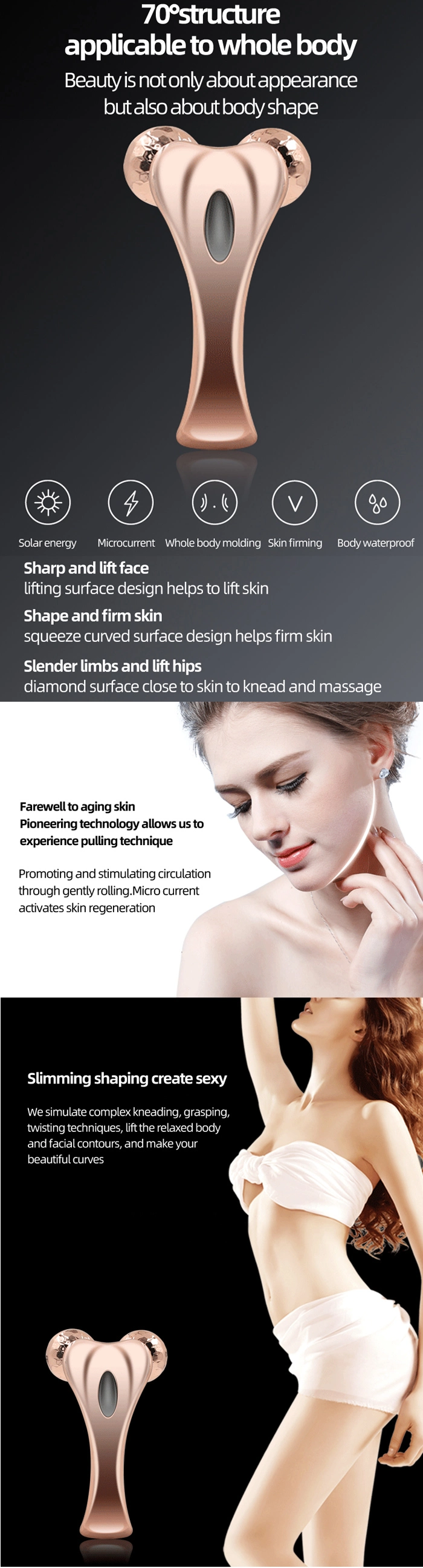 3D Magnetic Face Roller Massager 360 Dregrees Face Massage Roller Facial Massager