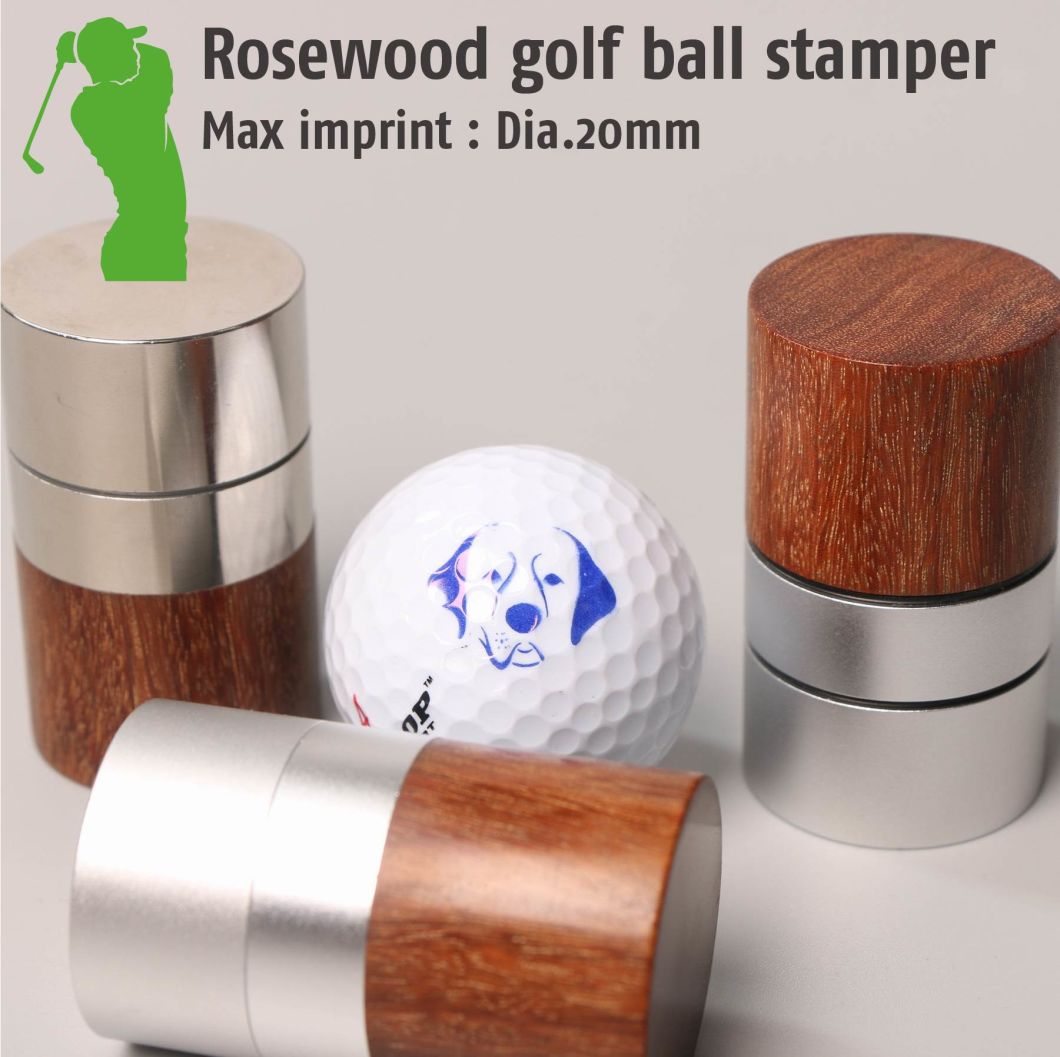 Rosewood Golf Ball Stamper, Large Imprint Size Golf Stamper Permanent Ink Stamper