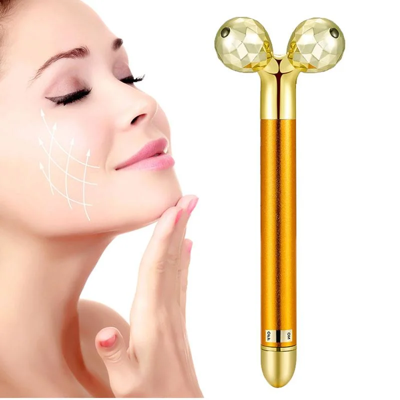 Anti Aging Face Lifting Skin Tightening 24K Gold Plated 3D Roller Massager Beauty Bar