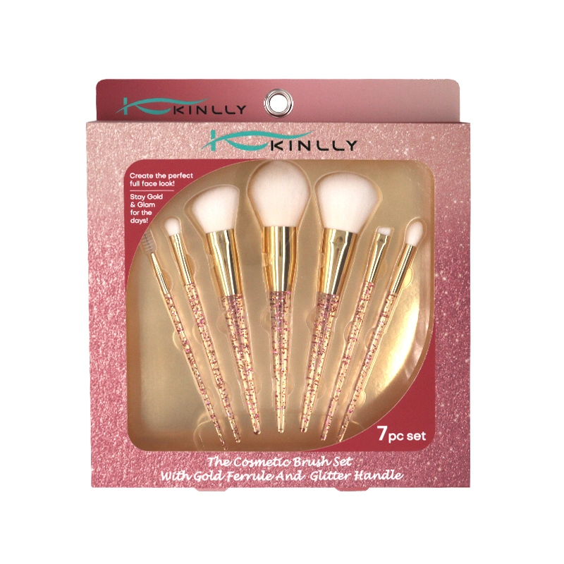 Kinlly Makeup Brush Set 7PCS Synthetic Makeup Brushes Travel Set with PVC Box