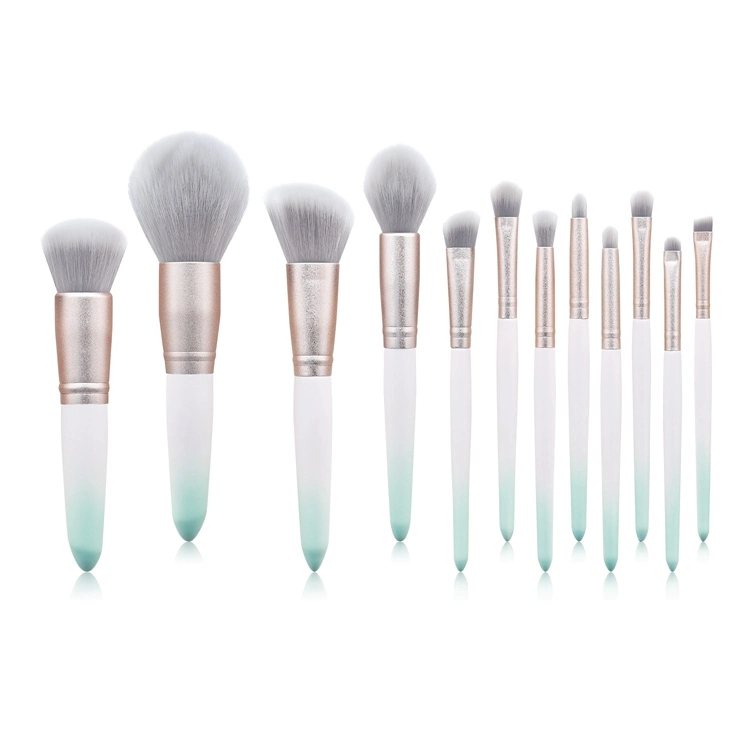 High Quality Gradient Mint Green Cosmetic Brushes 12PCS Professional Beauty Tool Makeup Brush Set