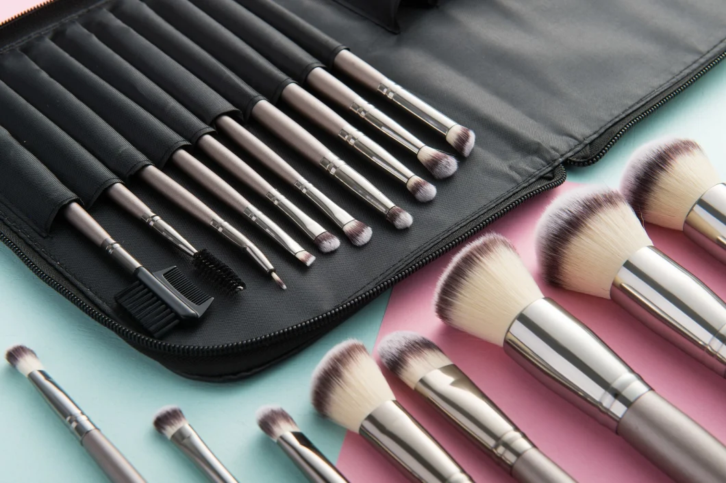 High Quality Professional Synthetic Hair Makeup Brush Set with Zipper Pouch