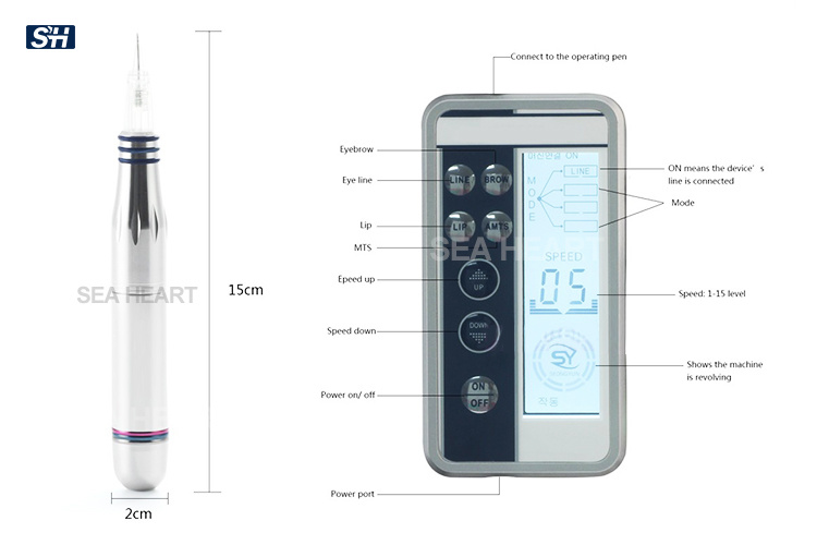 ISO Approved Professional Digital Tattoo Pen Permanent Makeup Machine with a Control Panel