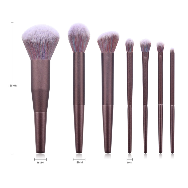 High Grade 7PCS Classical Wooden Handle Purple Cosmetic Travel Makeup Brush Set