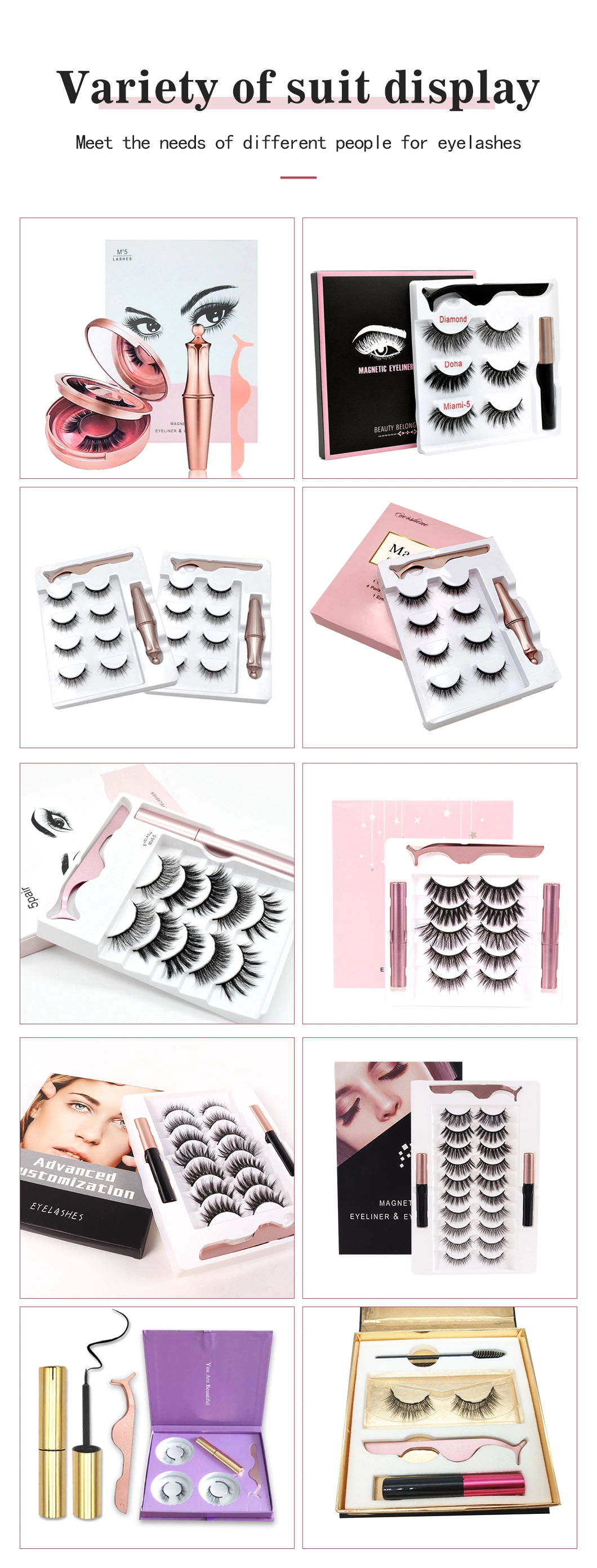New Design Magnetic Silk Mink Eyelashes 3D 5D Magnet Eyelashes with Magnetic Eyeliner Kit Magnetic Eyelashes