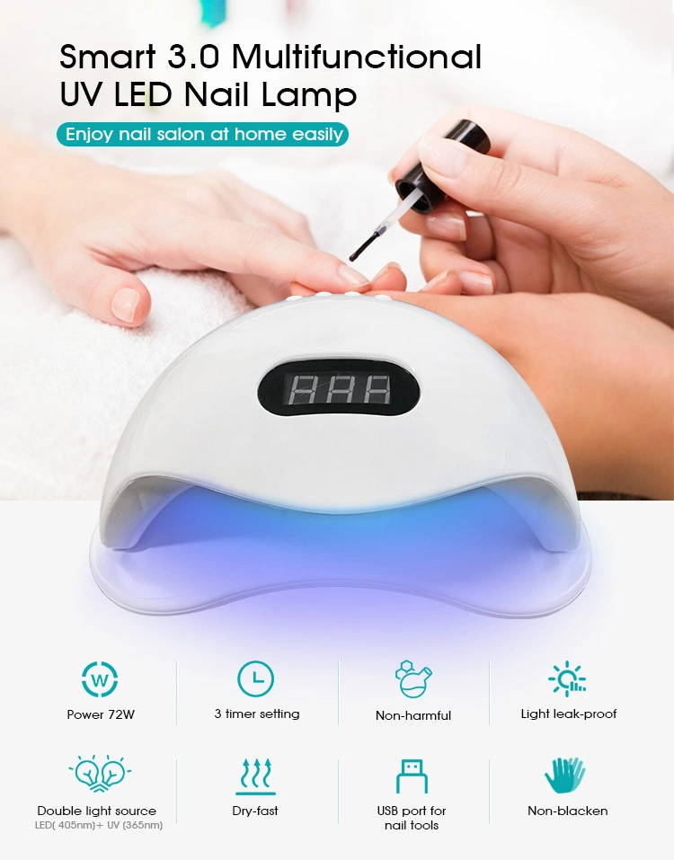 Professional Nail Gel Polish UV LED Light Feet Dryer Lamp Manicure Set 72W 36LED Beads