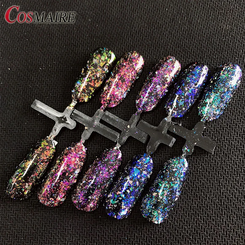 Mermaid Nail Glitter Set Aurora Sequins Flakes Irregular Iridescent Powder for Nails Art Manicure