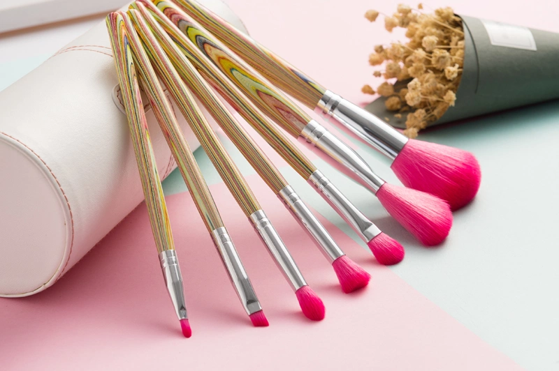 7PCS Colorful Brush Set Cosmetic Brush Makeup Brush with Cylinder Jar