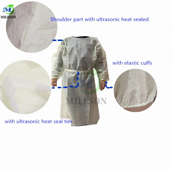 SMS Disposable Waterproof Full Coverage Protection Neck Waist Ties Isolation Gown
