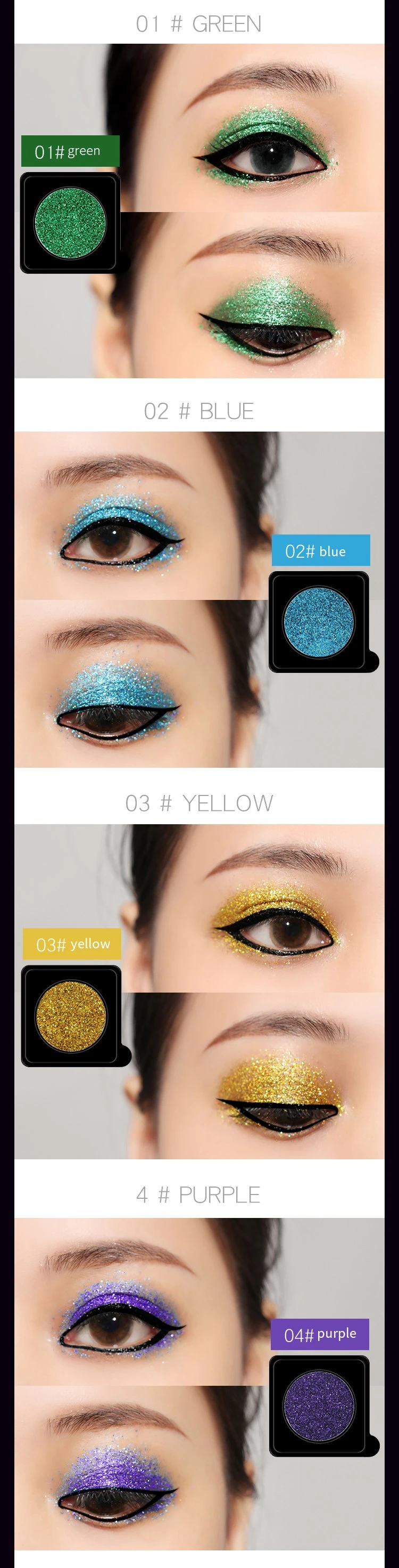 High Quality Monochromatic Glitter Powder Glitter DIY Glitter Eyeshadow Palette