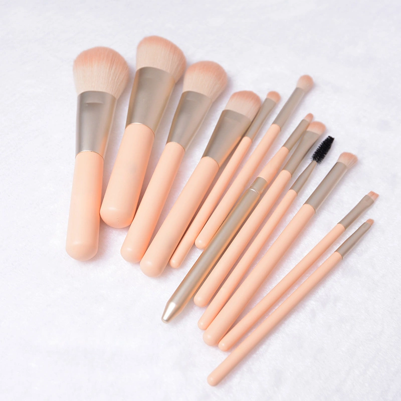OEM Private Label 12PCS Cherry Blossom Pink Cosmetics Brush Set Foundation Powder Blush Contour Brush Tool