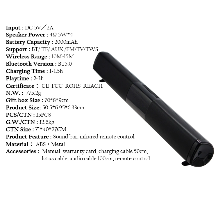 High Good Definition Sound Quality High Power Soundbar Wireless Speaker Home Theater Soundbars for TV