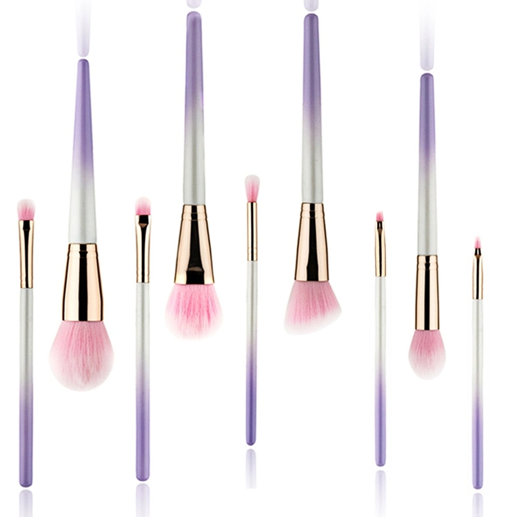 Makeup Brushes Manufacturers China Gradient Color 9PCS Soft Synthetic Hair Makeup Brushes Set Private Label